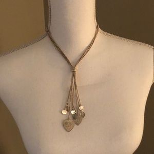 Sterling Silver Heart Choker with dangling hearts